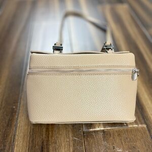 Beige Crossbody Handbag Purse Shoulder Bag Faux Leather Pebbled